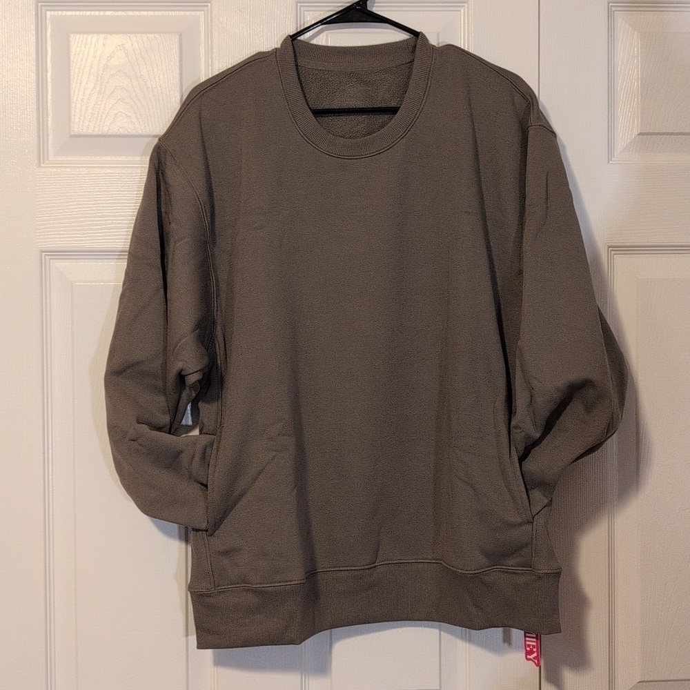 Pumiey Taupe Olive Green Oversized Crewneck Women's Size L Sweatshirt NWT